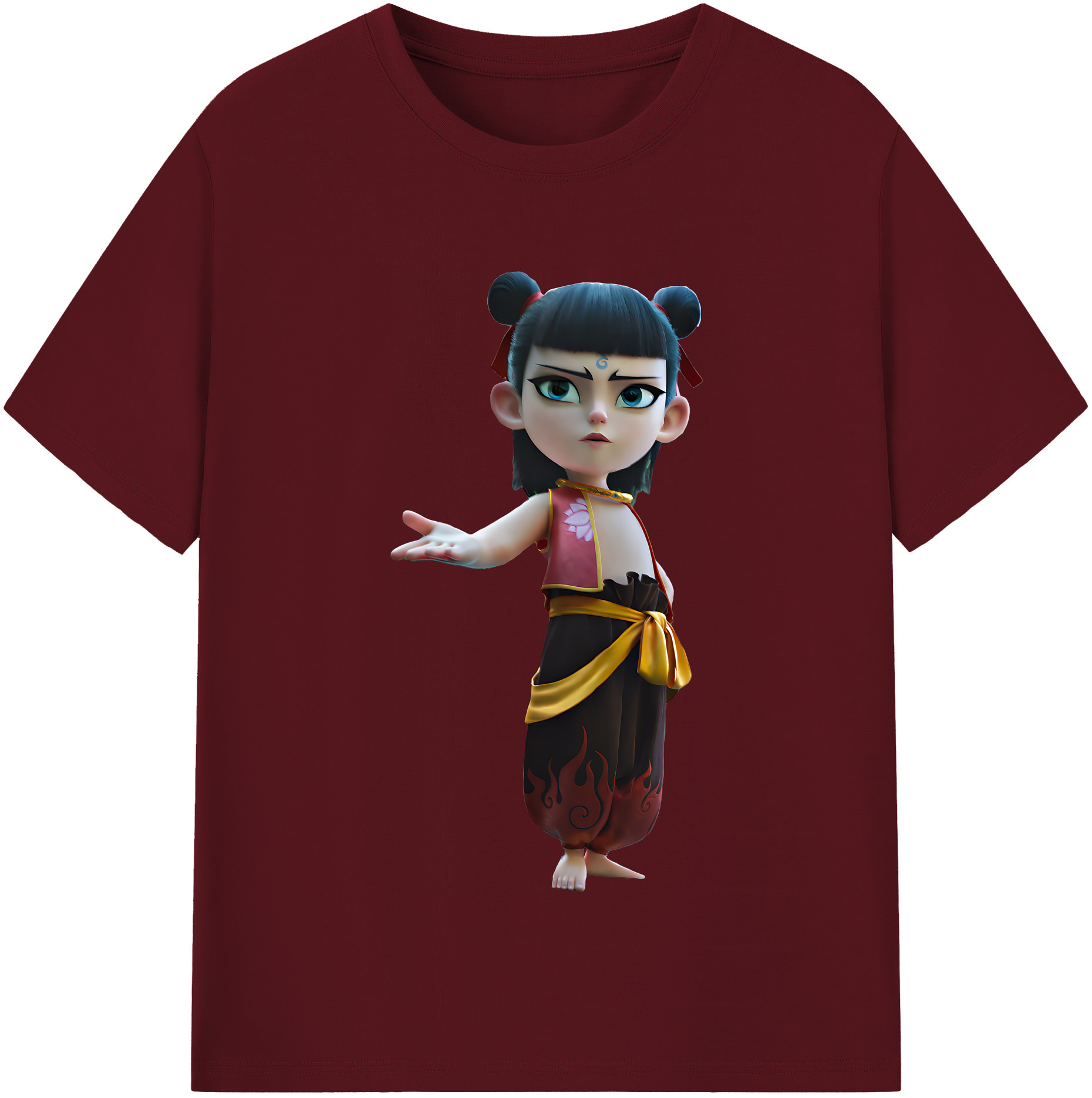 （画像用） Ne Zha 2 ナタ 魔童の大暴れ 綿100％半袖Tシャツ（フロントプリント）